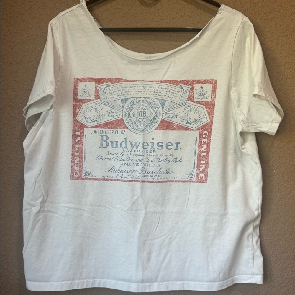 Budweiser Pink and White Graphic Boxy Tee